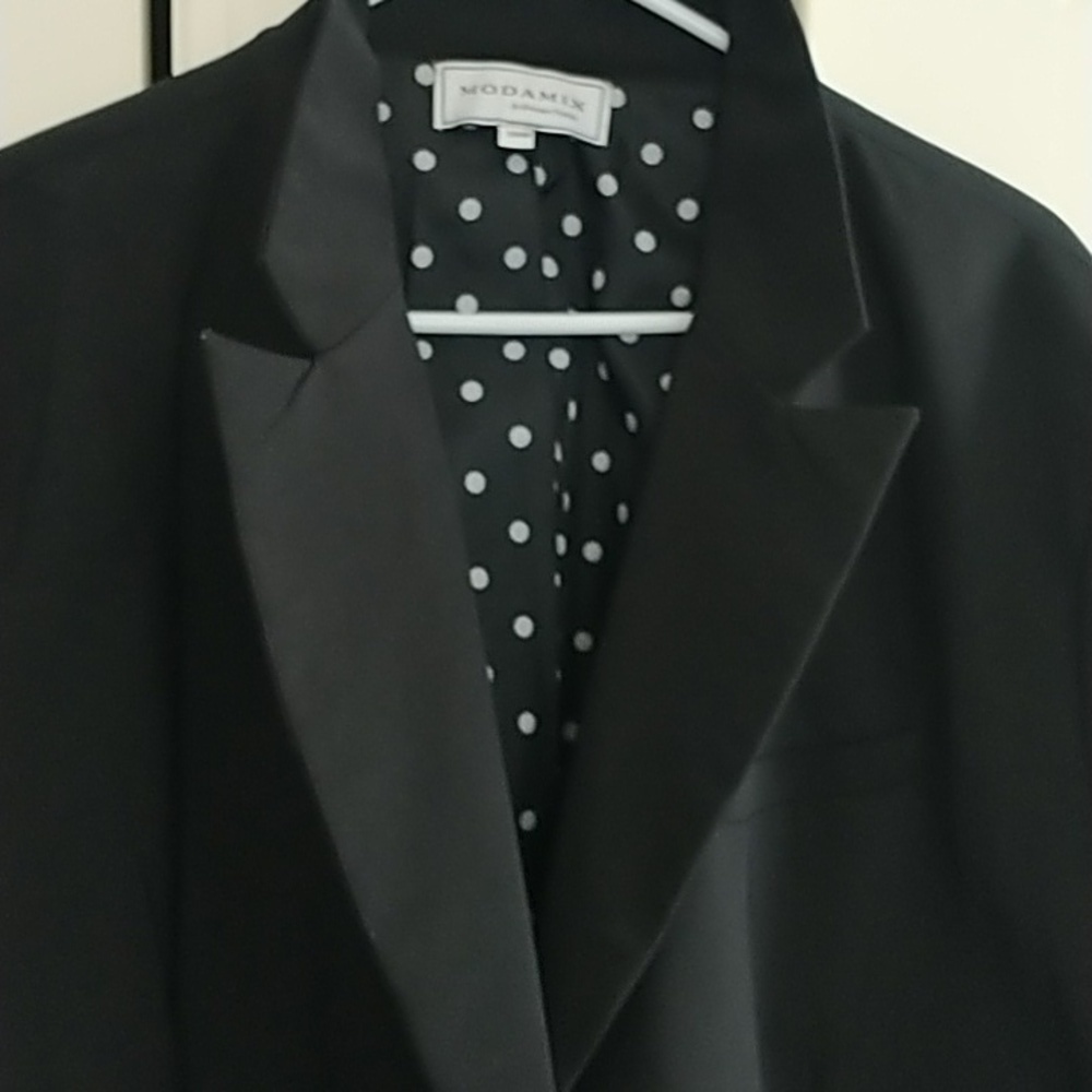 Brandon Thomas Modamix Black Classic Blazer w Polka dot lining 28W - Picture 3 of 10
